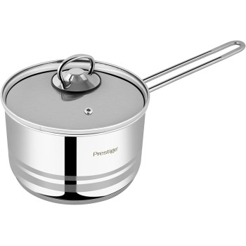 Prestige Silver 2.5 Ltr, 18 Cm Infinity Stainless Induction Compatible Covered Sauce Pan (PR77373)