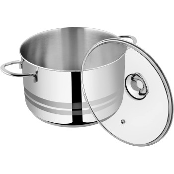 Prestige Infinity Stainless Induction Compatible Covered Stock Pot, 8 Ltr, 26 Cm, Silver (PR77378)