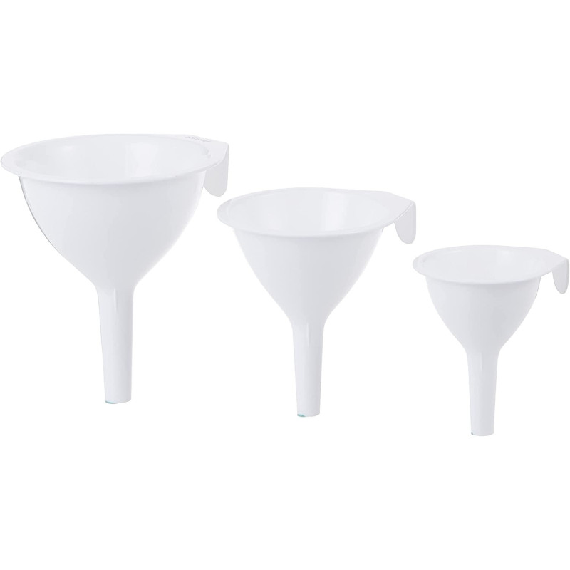 PRESTIGE Plastic Funnel Set, 3 Pieces, White (PR8025)