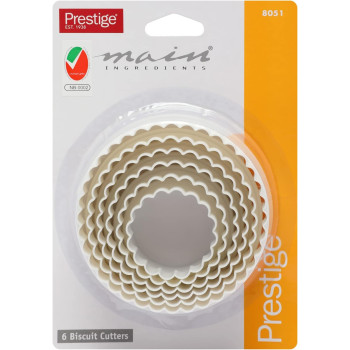 PRESTIGE Shape Biscuit Cutter Set 6 Piece, White, Round, Plastic (PR8051)