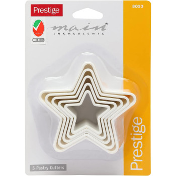 PRESTIGE Star Shape Pastry Cutter - Set 5 Piece,White (PR8053)