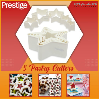 PRESTIGE Star Shape Pastry Cutter - Set 5 Piece,White (PR8053)