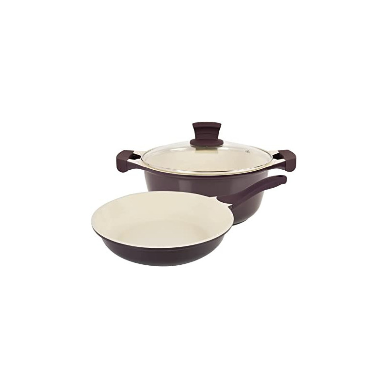 PRESTIGE Ceramic Casserole, 3 Pieces, Purple (PR80950)