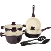 Prestige Cast Aluminium Ceramic Non Stick Cookware Set, 9 Pieces, Purple (PR80951)