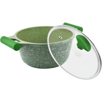 Prestige Essentials Granite 7 Piece Non-Stick Cast Aluminium Cookware Sets, Induction Base, Non Stick Aluminium, Granite Casserole, Granite Fry Pan - Green (PR80960)