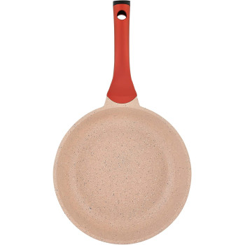 Prestige Essentials Granite 7 Piece Non-Stick Cast Aluminium Cookware Sets, Induction Base Non Stick Casserole Fry Pan - Pink (PR80961)