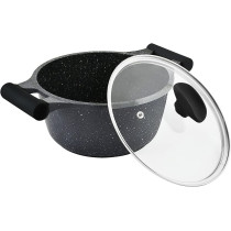 Prestige Essentials Granite 7 Piece Non-Stick Cast Aluminium Cookware Sets, Induction Base, Non Stick Aluminium, Granite Casserole, Granite Fry Pan - Black (PR80962)