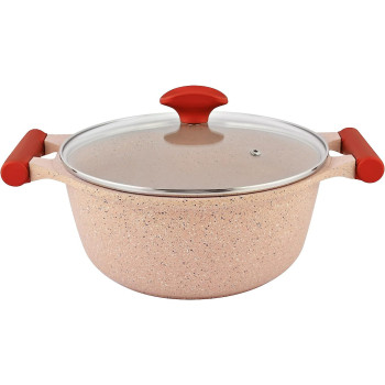 Prestige Essentials Granite 12 Piece Non-Stick Cast Aluminium Cookware Sets, Induction Base - Pink (PR80964)