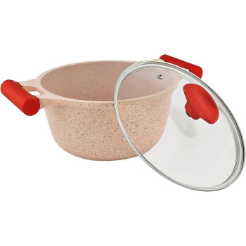 Prestige Essentials Granite 12 Piece Non-Stick Cast Aluminium Cookware Sets, Induction Base - Pink (PR80964)