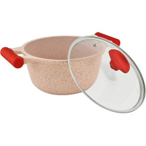 Prestige Essentials Granite 12 Piece Non-Stick Cast Aluminium Cookware Sets, Induction Base - Pink (PR80964)