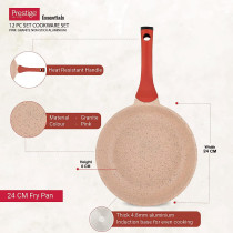 Prestige Essentials Granite 12 Piece Non-Stick Cast Aluminium Cookware Sets, Induction Base - Pink (PR80964)