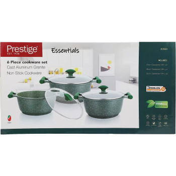 Prestige Essentials Granite Non-Stick Cookware, 6 Pieces, Green (PR80968)