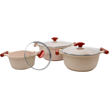 Prestige Essentials Granite Non-Stick Cookware, 6 Pieces, Pink (PR80969)