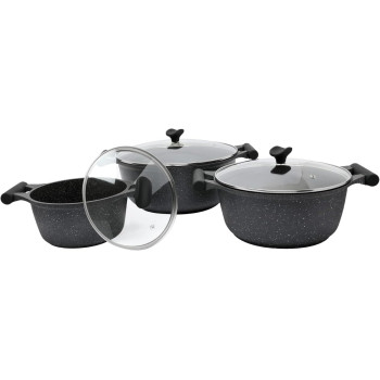 Prestige Essentials Granite Non-Stick Cookware, 6 Pieces, Black (PR80970)
