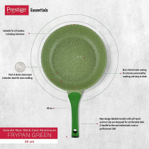 PRESTIGE Essentials Granite Non-Stick Fry Pan Cast Aluminium Cookware, Induction Base, Non Stick Aluminium, Granite Fry Pan, Marble Fry Pan, Granite Skillet, Pfoa & Lead Free - Green, 20Cm (PR81100)