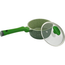 PRESTIGE Essentials Granite Non-Stick Sauce Pan With Lid Cast Aluminium Cookware, Induction Base, Non Stick Aluminium, Granite Wok Pan, Marble Wok Pan, Pfoa & Lead Free - Green, 16Cm (PR81106)