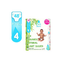 PureBorn Organic, Size 4 Value Pack 7-12Kg, 48 Diapers - Star