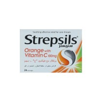 Strepsils 24-Lozenges Orange Sore Throats With Vitamin C