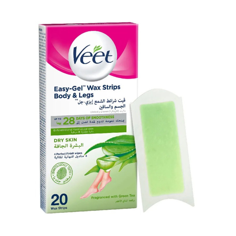 Veet Hair Removal Gel Wax Strips Dry Skin 20 Count