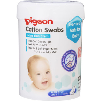 Pigeon 100-Piece Cotton Swabs, 0+ M Assorted