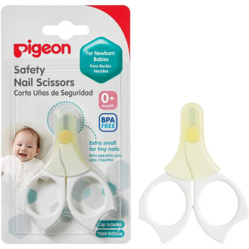 Pigeon BPA-free Safety Nail Scissors Extra Small for Newborn, White/Yellow