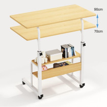 UKPLUS 60X40cm Movable Laptop Table Multi-functional Modern Study Computer Workstation and Adjustable Height Desk With IPAD/Mobile Holder | Brown