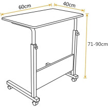 UKPLUS 60X40cm Movable Laptop Table Multi-functional Modern Study Computer Workstation and Adjustable Height Desk With IPAD/Mobile Holder | Brown