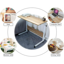UKPLUS 60X40cm Movable Laptop Table Multi-functional Modern Study Computer Workstation and Adjustable Height Desk With IPAD/Mobile Holder | Brown