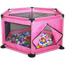 UK+ Foldable Baby Kids Playpen Activity Center Room Fitted Floor Baby Kids Safety Protection Care Playpen Tent Crawling Game Folding Fence Toys Pink