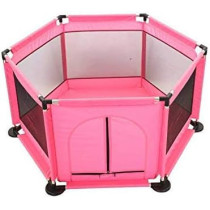 UK+ Foldable Baby Kids Playpen Activity Center Room Fitted Floor Baby Kids Safety Protection Care Playpen Tent Crawling Game Folding Fence Toys Pink