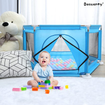 UK+ Baby Kids Playpen Activity Center Room Fitted Floor- Safety Protection Care Crawling Folding Fence Toys Portable Indoors Outdoors and Parks Gifts (Blue)