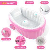 UK+ Baby Inflatable Bathtub, Portable Infant Toddler Bathing Tub Non-Slip Travel Bathtub Mini Air Swimming Pool Kids Thick Foldable Shower Basin