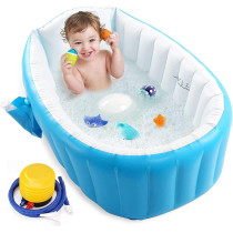 Baby Inflatable Bathtub, Portable Infant Toddler Bathing Tub Non-Slip Travel Bathtub Mini Air Swimming Pool Kids Thick Foldable Shower Basin