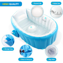 Baby Inflatable Bathtub, Portable Infant Toddler Bathing Tub Non-Slip Travel Bathtub Mini Air Swimming Pool Kids Thick Foldable Shower Basin