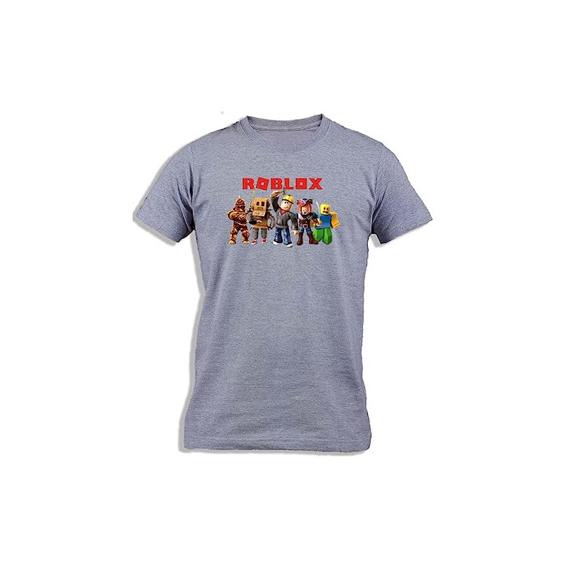Roblox Cartoon For Kids Printed T-shirt Grey