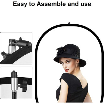 EWINNER 5-in-1 Oval Light Reflector Clamp Set with Portable with Bag and 2m Stand for Photography Photo Lighting (110 x 150cm)