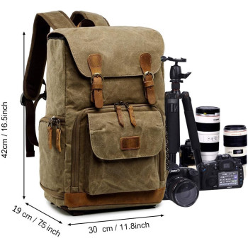 EWINNER Waterproof Canvas Camera Backpack Case Bag for Men and Women (14in)