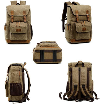 EWINNER Waterproof Canvas Camera Backpack Case Bag for Men and Women (14in)