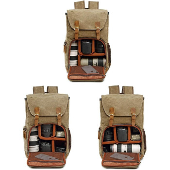 EWINNER Waterproof Canvas Camera Backpack Case Bag for Men and Women (14in)