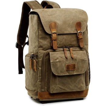 EWINNER Waterproof Canvas Camera Backpack Case Bag for Men and Women (14in)