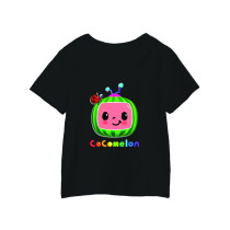 AL Amal COCOmelon  Boys Girls Short Sleeve Crewneck Casual Fashion T-Shirt Unisex (Black)
