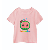 AL Amal COCOmelon  Boys Girls Short Sleeve Crewneck Casual Fashion T-Shirt Unisex ( Pink )