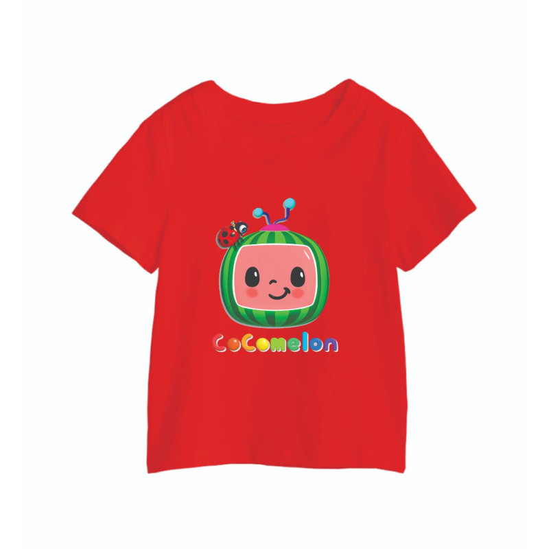 AL Amal COCOmelon Boys Girls Short Sleeve Crewneck Casual Fashion T-Shirt Boy Gril ( Red )