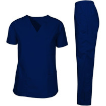 Scrubs Suit Medical Uniform Women and Man Scrubs Set Medical Scrubs Suit Top and Pants ( Navy Blue )