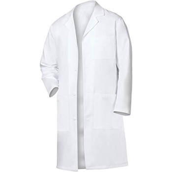 Lab Coat for Men and Women Doctors Long Sleeve pure Poly Cotton white Coat ( White Color )