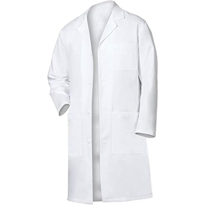 Lab Coat for Men and Women Doctors Long Sleeve pure Poly Cotton white Coat ( White Color )