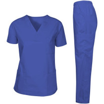 Scrubs Suit Medical Uniform Women and Man Scrubs Set Medical Scrubs Suit Top and Pants ( Royal Blue )