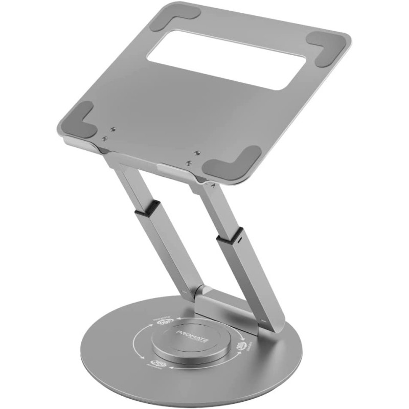 Promate Laptop Stand, Adjustable Sit To Stand Aluminum Laptop Riser With Anti-Slip Pads,Extendable Height And Portability For Macbook Pro, Deskmate-6