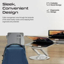 Promate Laptop Stand, Adjustable Sit To Stand Aluminum Laptop Riser With Anti-Slip Pads,Extendable Height And Portability For Macbook Pro, Deskmate-6