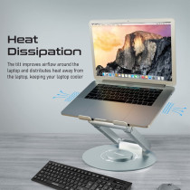 Promate Laptop Stand, Adjustable Sit To Stand Aluminum Laptop Riser With Anti-Slip Pads,Extendable Height And Portability For Macbook Pro, Deskmate-6